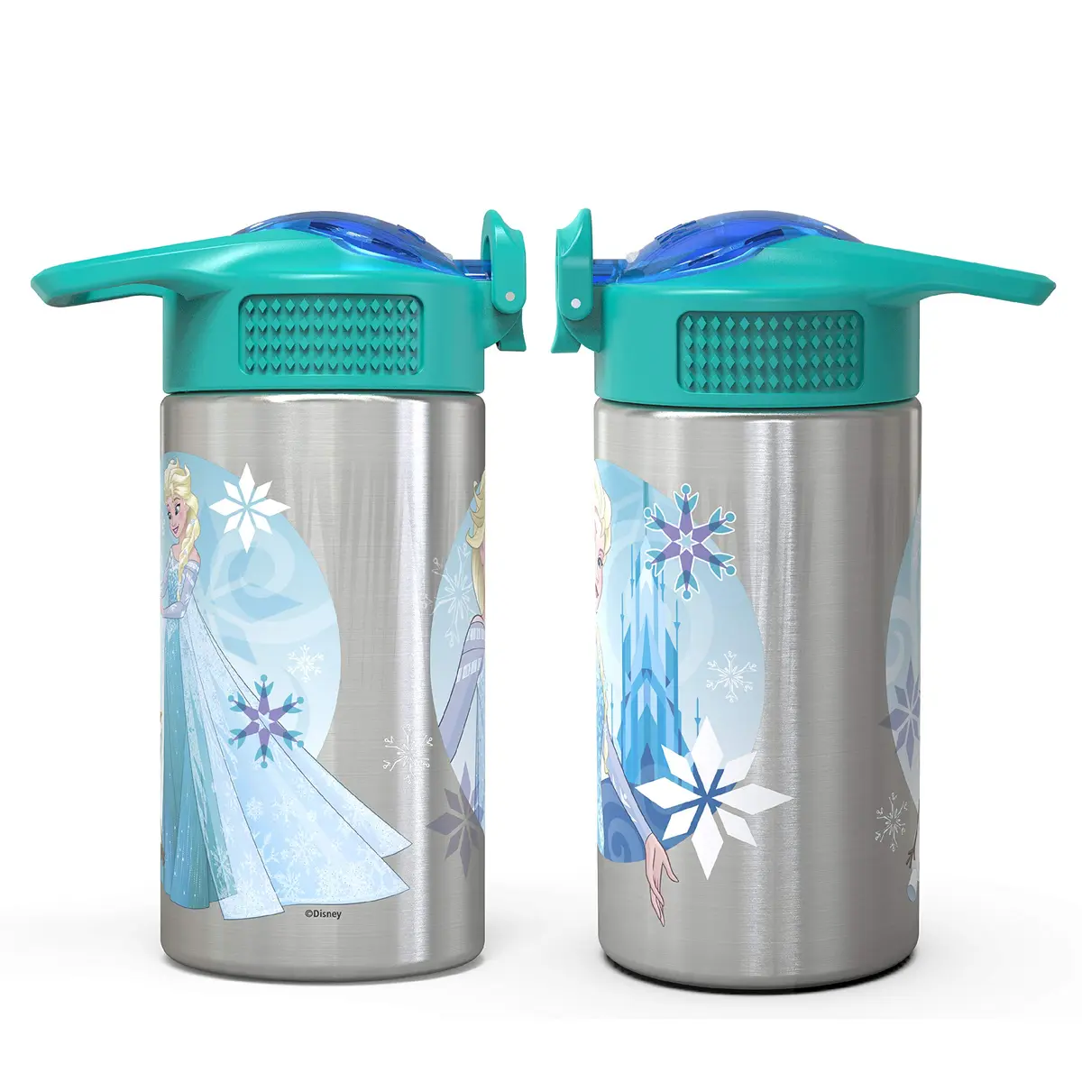Zak Designs Frozen Stainless Steel Kids Water Bottle 444ml (15.5oz) | Leak-Proof Flip Straw for Ages 3+ - view 9