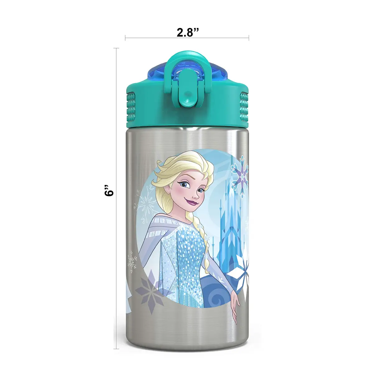 Zak Designs Frozen Stainless Steel Kids Water Bottle 444ml (15.5oz) | Leak-Proof Flip Straw for Ages 3+ - view 3