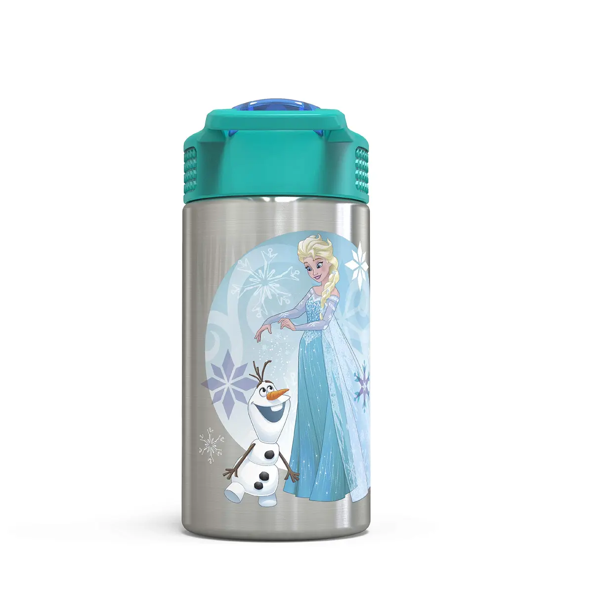 Zak Designs Frozen Stainless Steel Kids Water Bottle 444ml (15.5oz) | Leak-Proof Flip Straw for Ages 3+ - view 4
