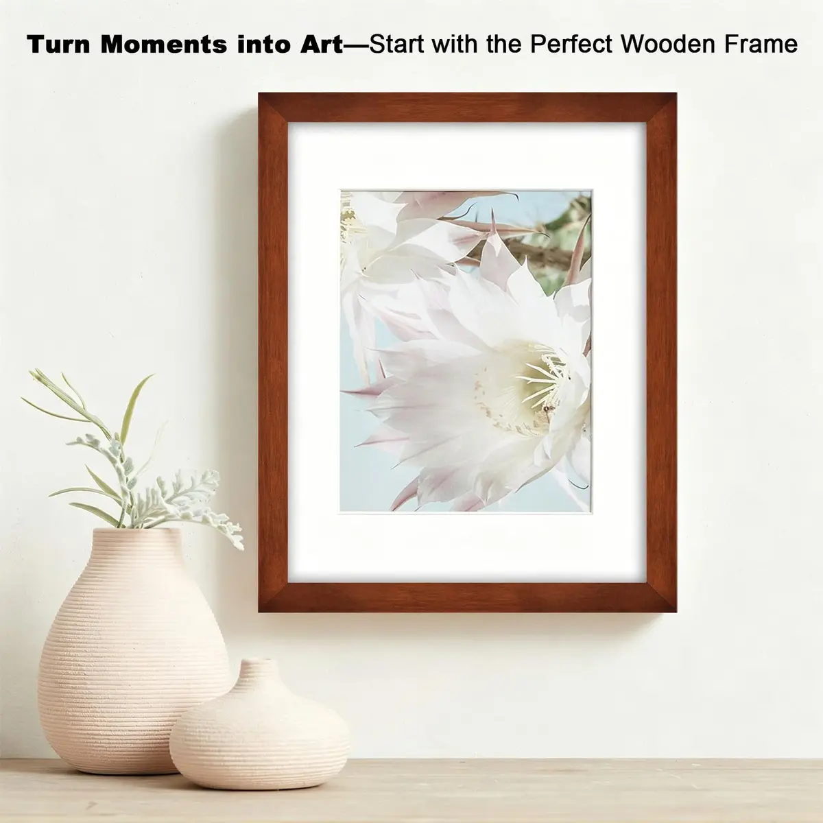 RPJC 11x14 (8x10 with Mat) Solid Wood Picture Frame Real Glass Cover Brown | Classic Wall & Tabletop Decor - view 2
