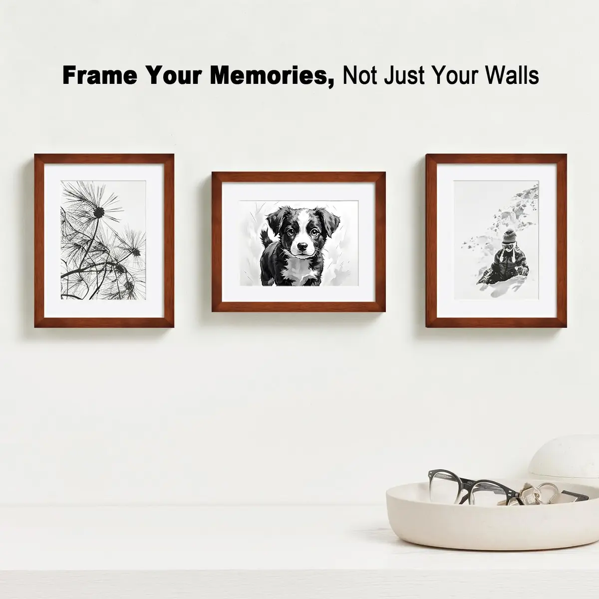 RPJC 11x14 (8x10 with Mat) Solid Wood Picture Frame Real Glass Cover Brown | Classic Wall & Tabletop Decor - view 3