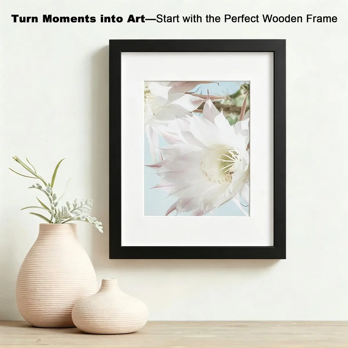 RPJC 11x14 (8x10 with Mat) Solid Wood Picture Frame Real Glass Cover Black | Wall & Tabletop Display - view 2