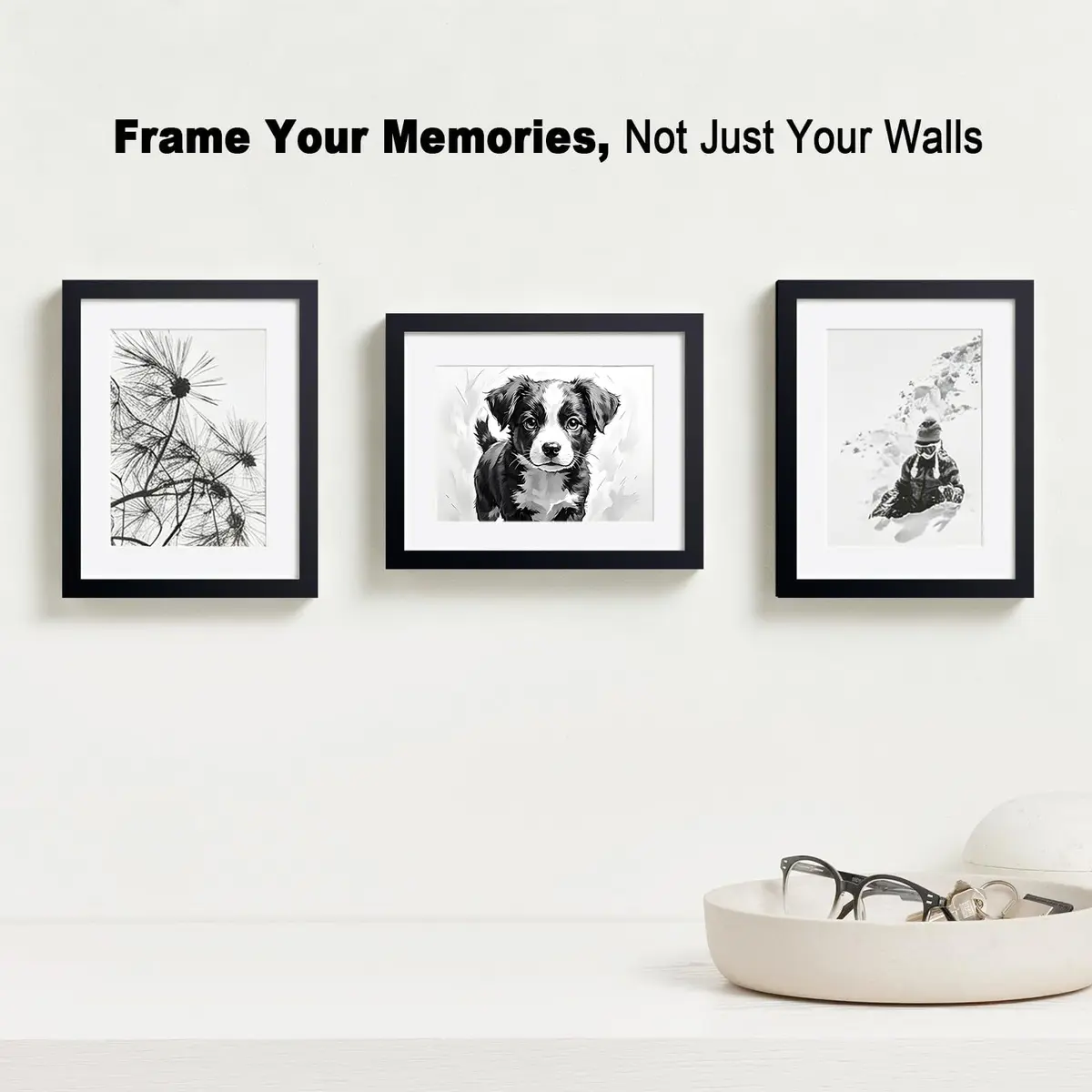 RPJC 11x14 (8x10 with Mat) Solid Wood Picture Frame Real Glass Cover Black | Wall & Tabletop Display - view 3