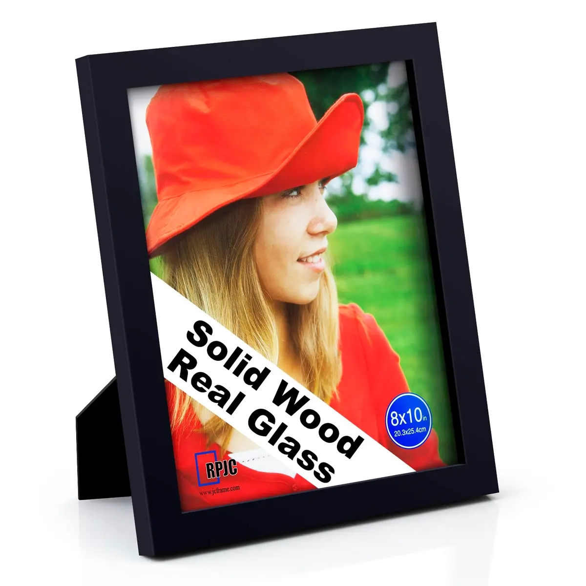RPJC 8x10 Solid Wood Picture Frame with Real Glass Cover Black | Elegant Wall & Tabletop Display - main product image