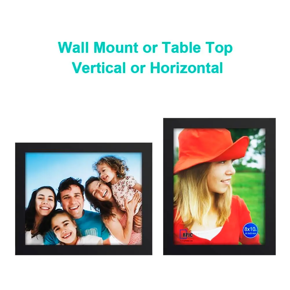 RPJC 8x10 Solid Wood Picture Frame with Real Glass Cover Black | Elegant Wall & Tabletop Display - view 5