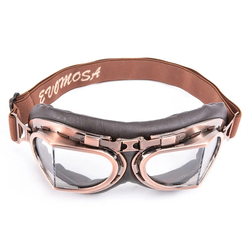 evomosa Vintage Pilot Style Motorcycle Goggles | 18.29 cm (7.1 in) Width, 7.9 cm (3.1 in) Height - view 8