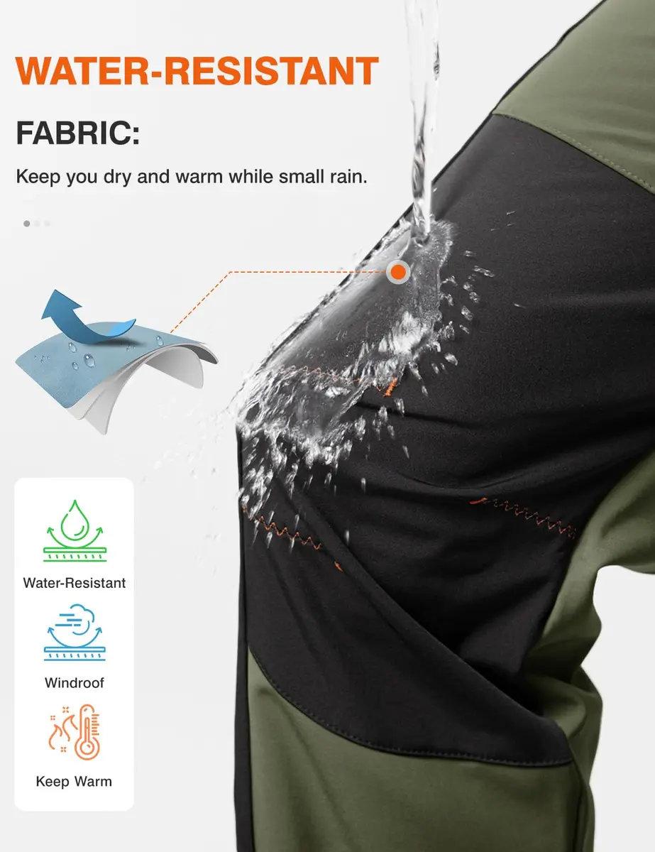 TBMPOY Men's Snow Ski Hiking Pants Waterproof Winter Fleece Lined Pants Camping Skiing Ice Fishing Pants with Belt Thick Green XL - view 5