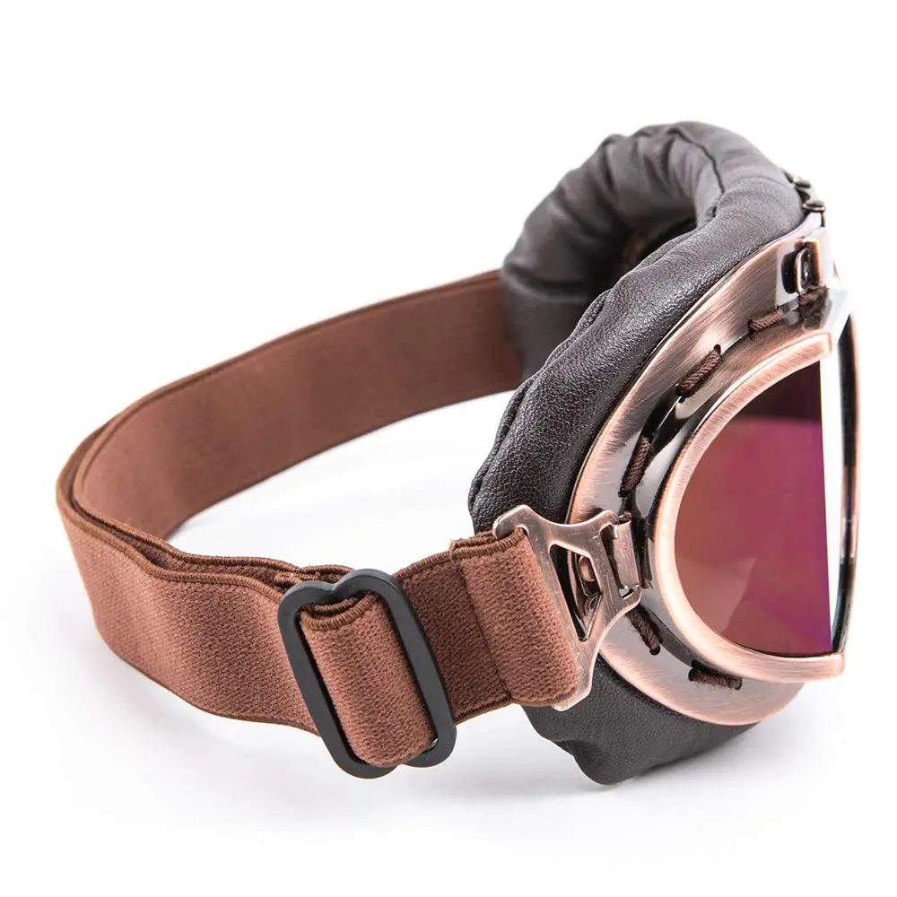 evomosa Vintage Motorcycle Goggles, Windproof Anti-Fog & Impact UV Protection Aviator Pilot Motocross Goggles, One Size, Copper | OTG Fit for Indian Roads - view 5