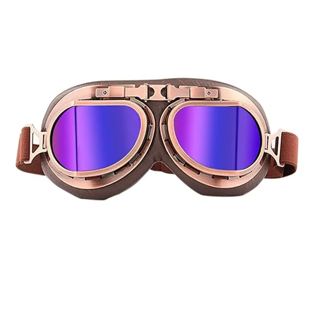 evomosa Vintage Motorcycle Goggles, Windproof Anti-Fog & Impact UV Protection Aviator Pilot Motocross Goggles, One Size, Copper | OTG Fit for Indian Roads - main product image