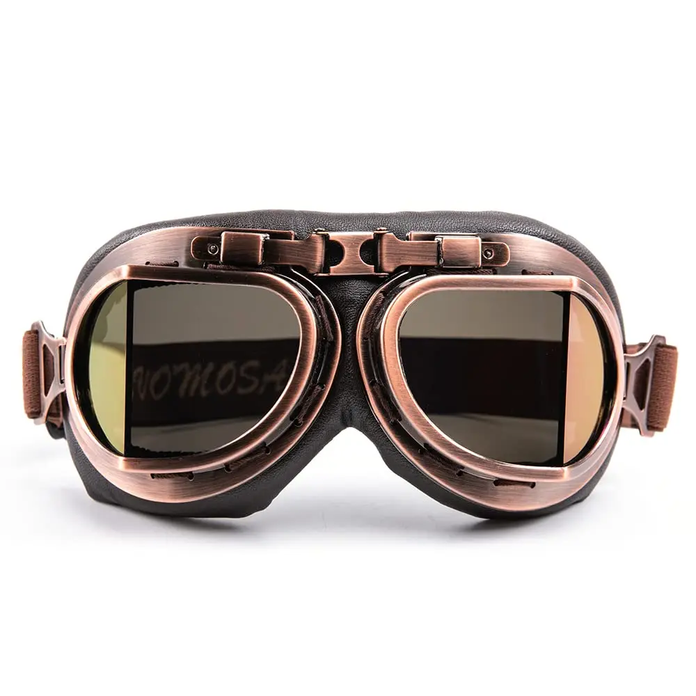evomosa Vintage Motorcycle Goggles, Windproof Anti-Fog & Impact UV Protection Aviator Pilot Motocross Goggles, One Size, Copper | OTG Fit for Indian Roads - view 3