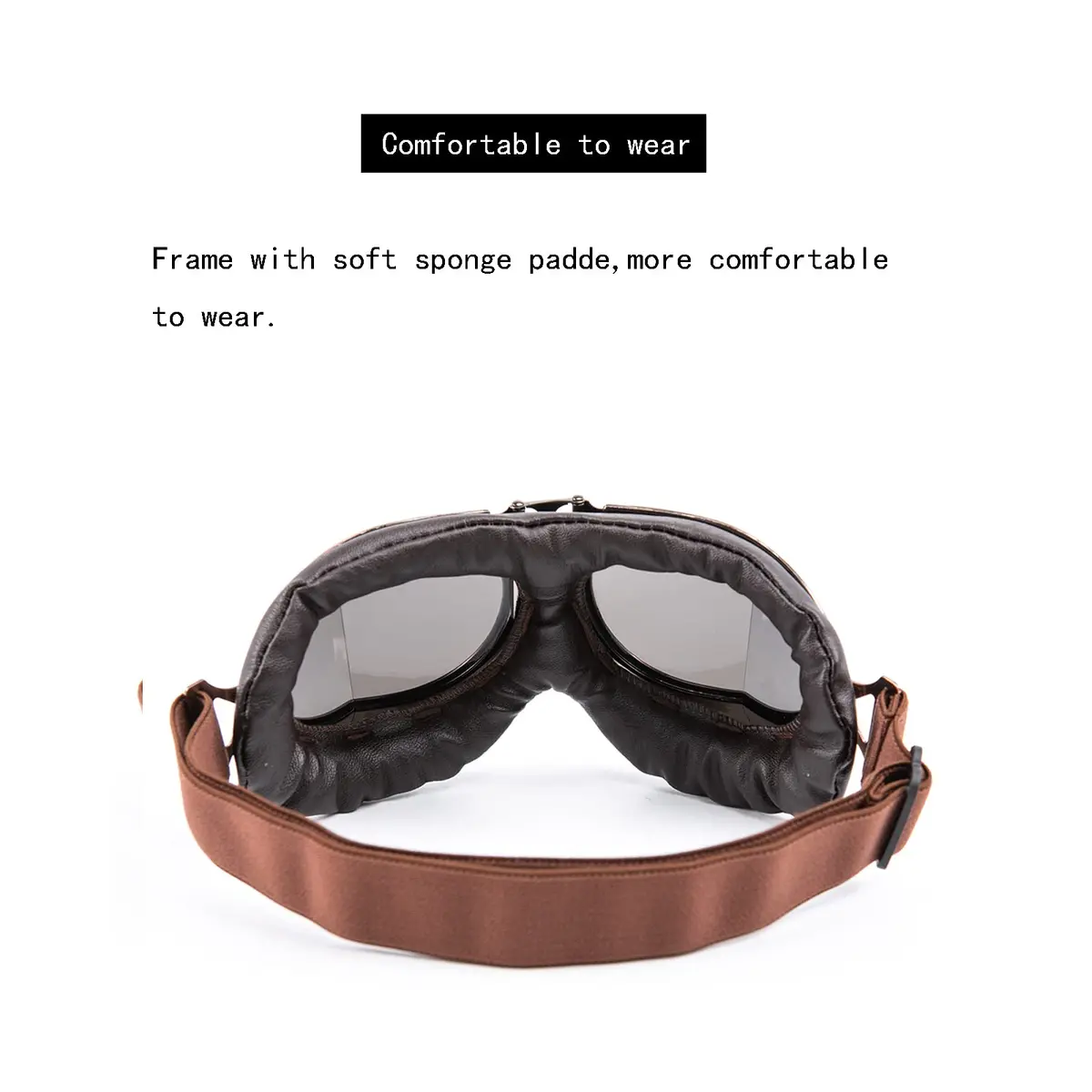 evomosa Vintage Pilot Aviator Motorcycle Goggles | 7.1 x 3.1 x 1 inch (18 x 7.9 x 2.5 cm) - view 4
