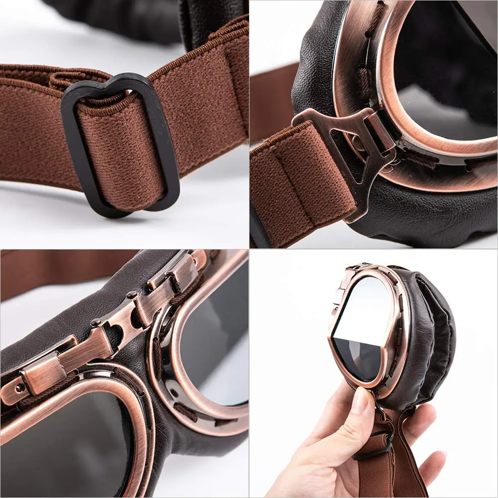 evomosa Vintage Pilot Aviator Motorcycle Goggles | 7.1 x 3.1 x 1 inch (18 x 7.9 x 2.5 cm) - view 7