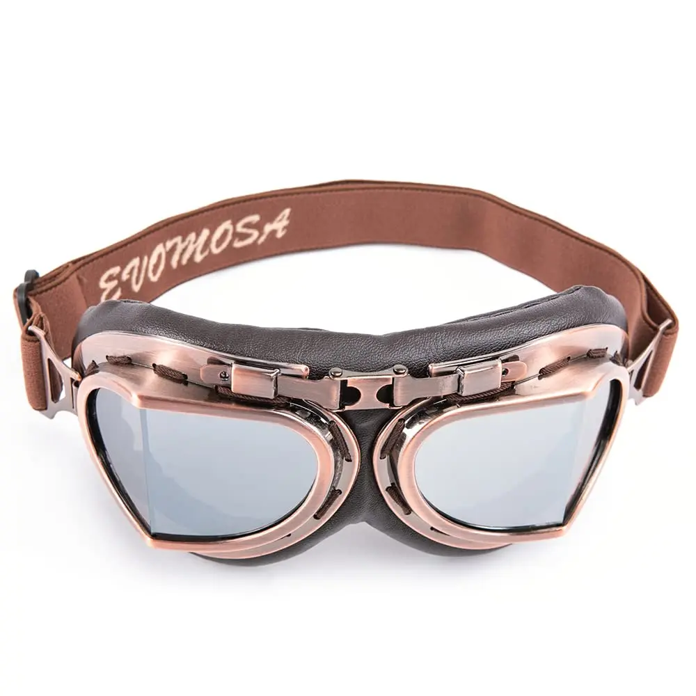 evomosa Vintage Pilot Aviator Motorcycle Goggles | 7.1 x 3.1 x 1 inch (18 x 7.9 x 2.5 cm) - view 8