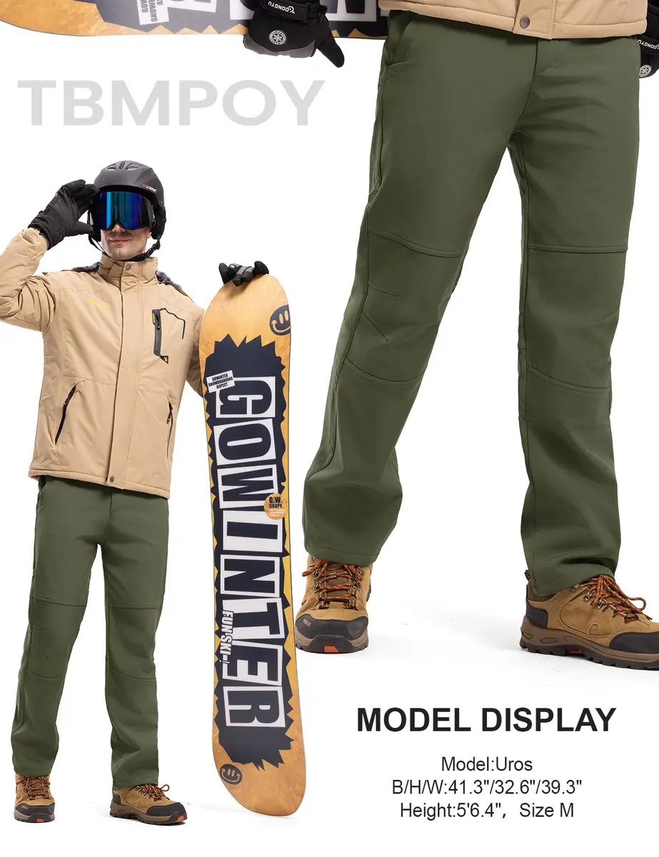 TBMPOY Men's Snow Ski Hiking Pants Waterproof Winter Fleece Lined XL | Windproof & Water-Resistant - view 7