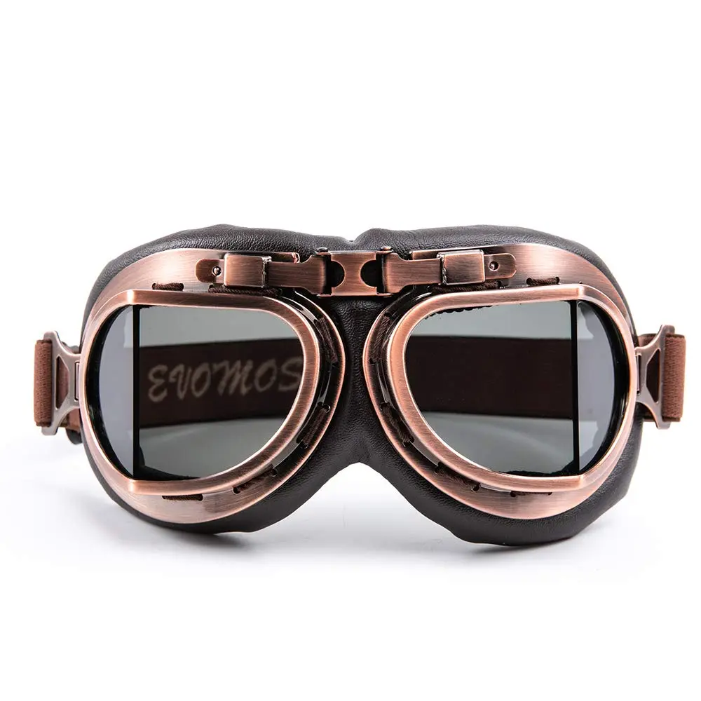 evomosa Vintage Pilot Aviator Steampunk Motorcycle Goggles | 7.1 x 3.1 x 1 inch (18 x 8 x 2.5 cm) - main product image