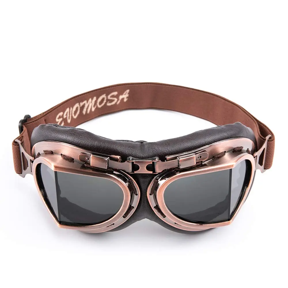 evomosa Vintage Pilot Aviator Steampunk Motorcycle Goggles | 7.1 x 3.1 x 1 inch (18 x 8 x 2.5 cm) - view 2