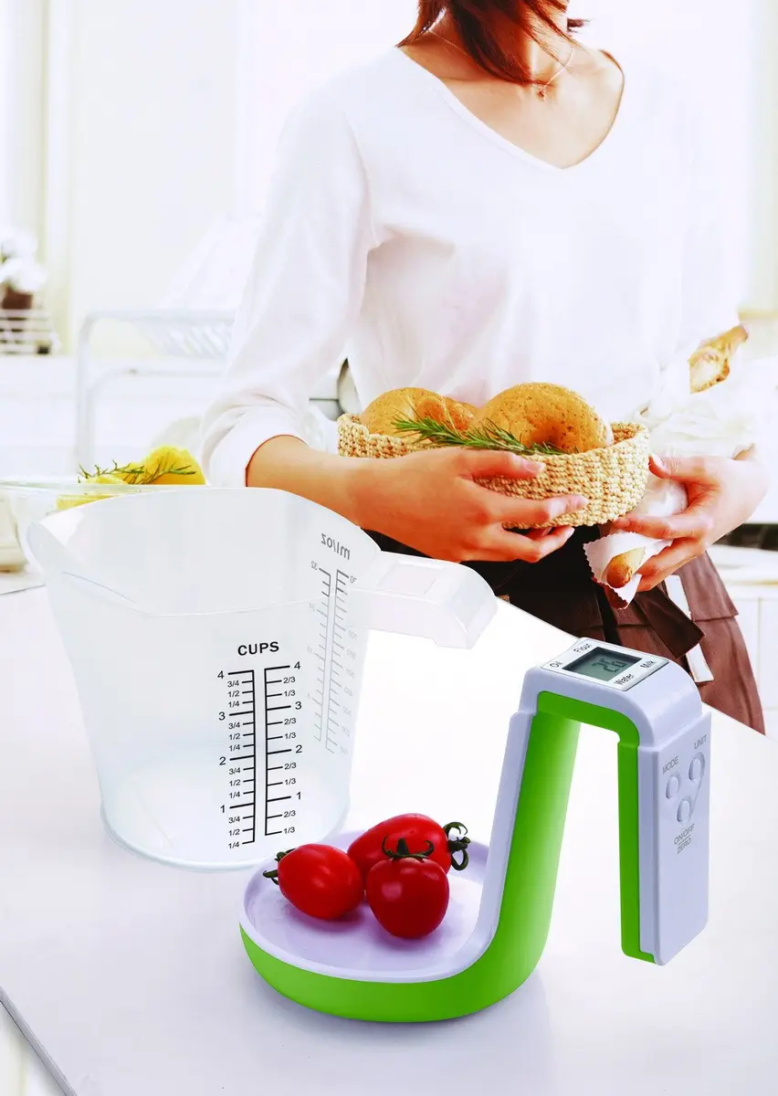 KitchenMetrics Digital Kitchen Food Scale and Measuring Cup Green 1L (33.8 Fl Oz) | Accurate & Easy to Use - view 2