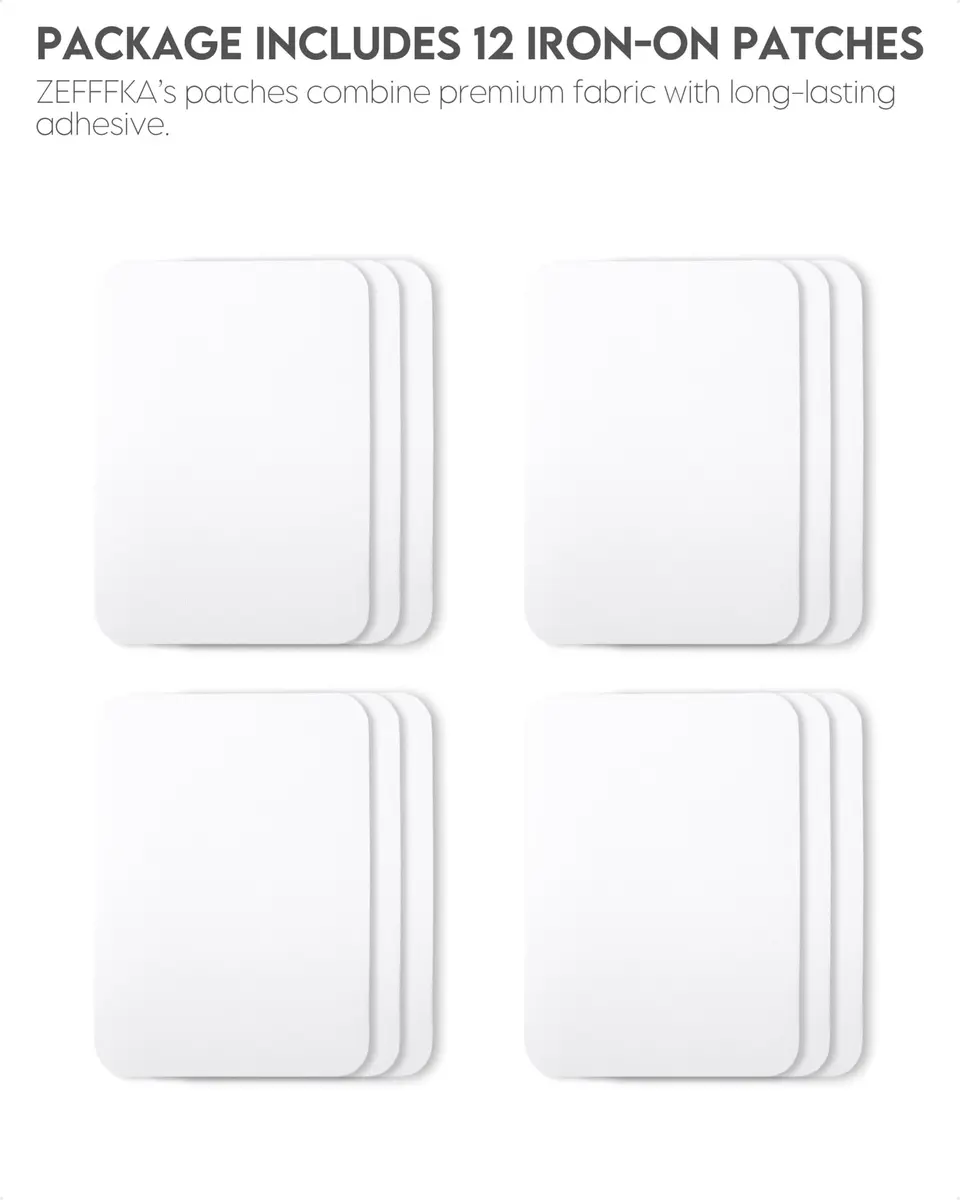 ZEFFFKA Fabric Iron-on Patches 12 pcs | 3" x 4-1/4" | Cotton, White, Strong Adhesive - view 2