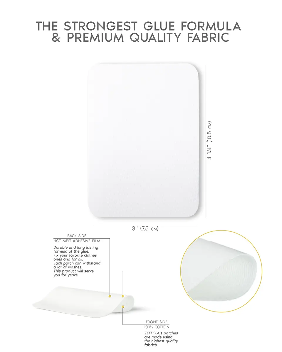 ZEFFFKA Fabric Iron-on Patches 12 pcs | 3" x 4-1/4" | Cotton, White, Strong Adhesive - view 3
