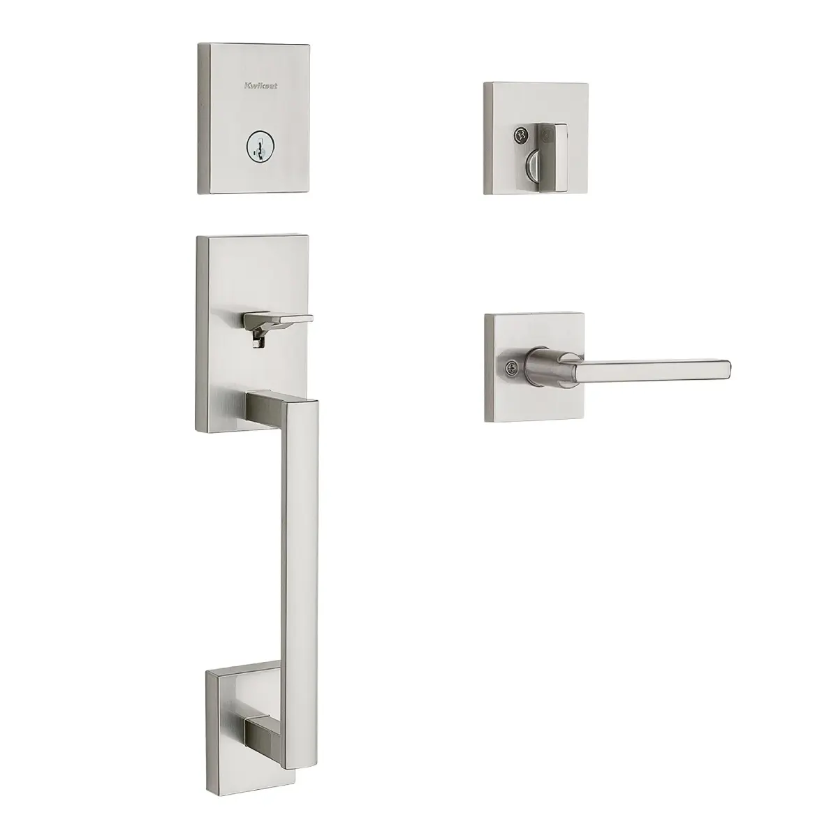 Kwikset San Clemente Handleset with Deadbolt, Satin Nickel | BHMA Grade 1 Certified Security - main product image