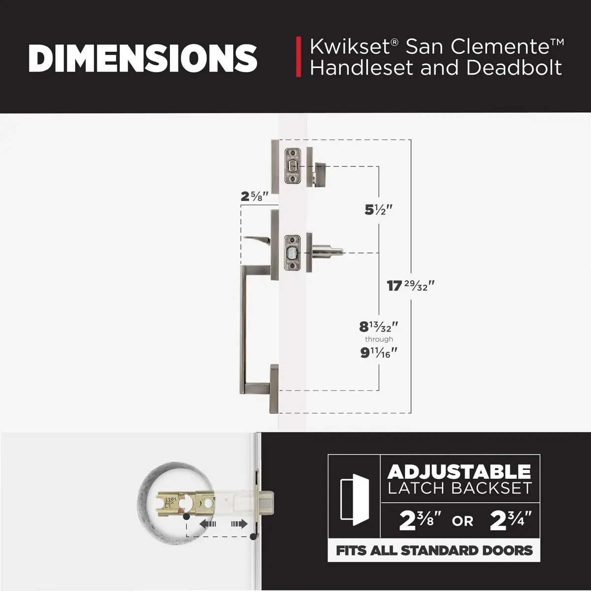 Kwikset San Clemente Handleset with Deadbolt, Satin Nickel | BHMA Grade 1 Certified Security - view 7