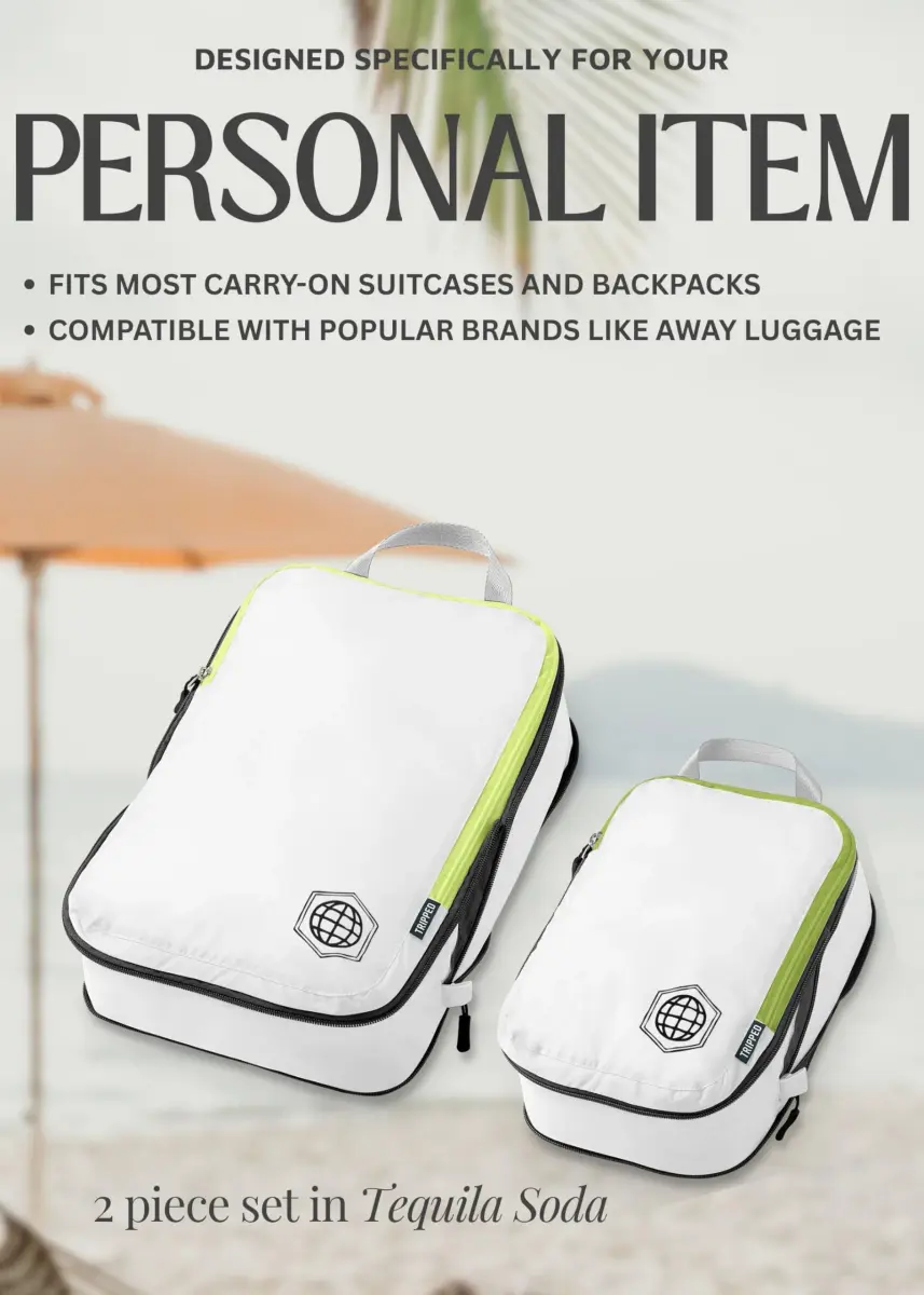TRIPPED Travel Gear Compression Packing Cubes for Carry-On Travel 2-Pack | Ultralight Ripstop Nylon with Compression Zippers - view 2