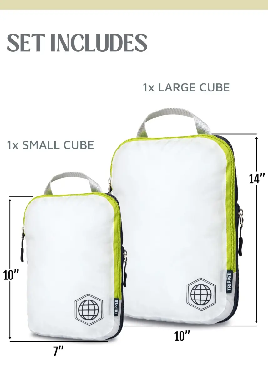 TRIPPED Travel Gear Compression Packing Cubes for Carry-On Travel 2-Pack | Ultralight Ripstop Nylon with Compression Zippers - view 3