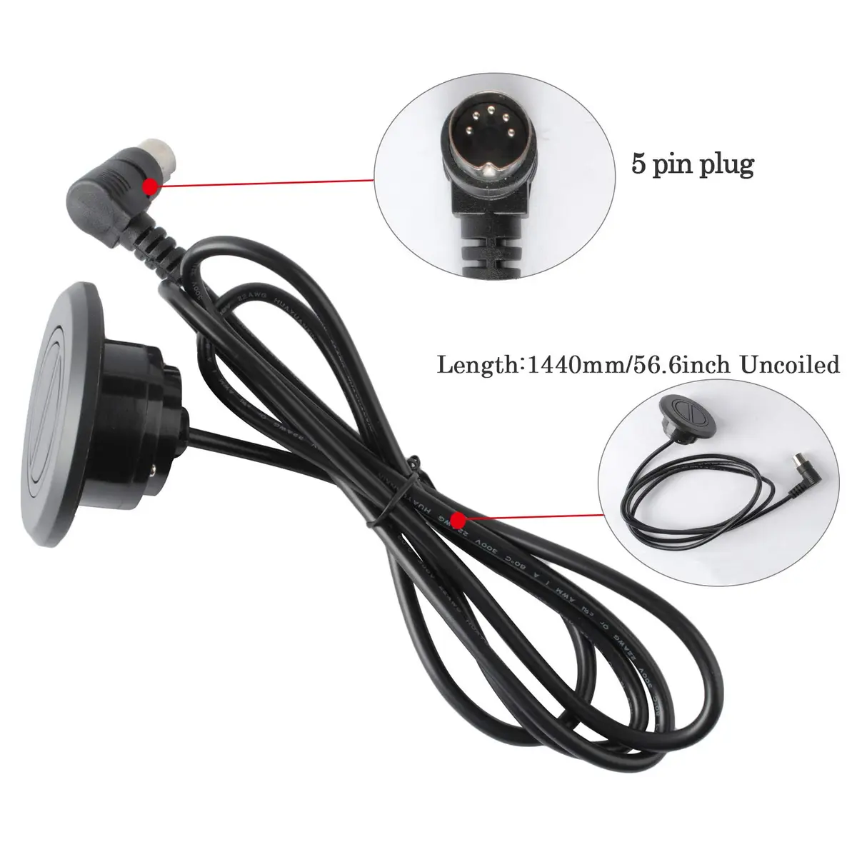 Podoy 2-Button 5-Pin Power Recliner Hand Control Replacement | Universal Fit, Durable ABS Plastic, Black - view 8