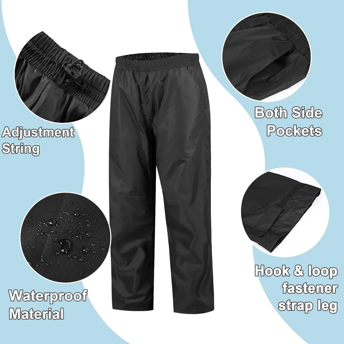 SWISSWELL Kids Rain Gear Youth Boys Rain Jacket Pants Black 14-16 Yr | Waterproof, Breathable & Reflective - view 4