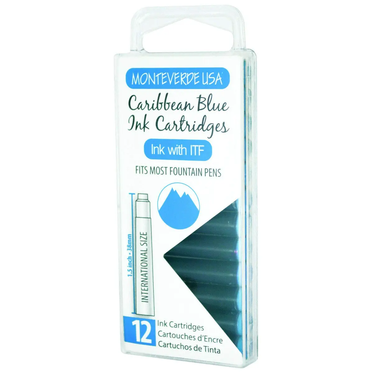 Monteverde USA International Standard Ink Cartridges Caribbean Blue | Bright, Exotic Fountain Pen Ink, 12-Pack - view 3