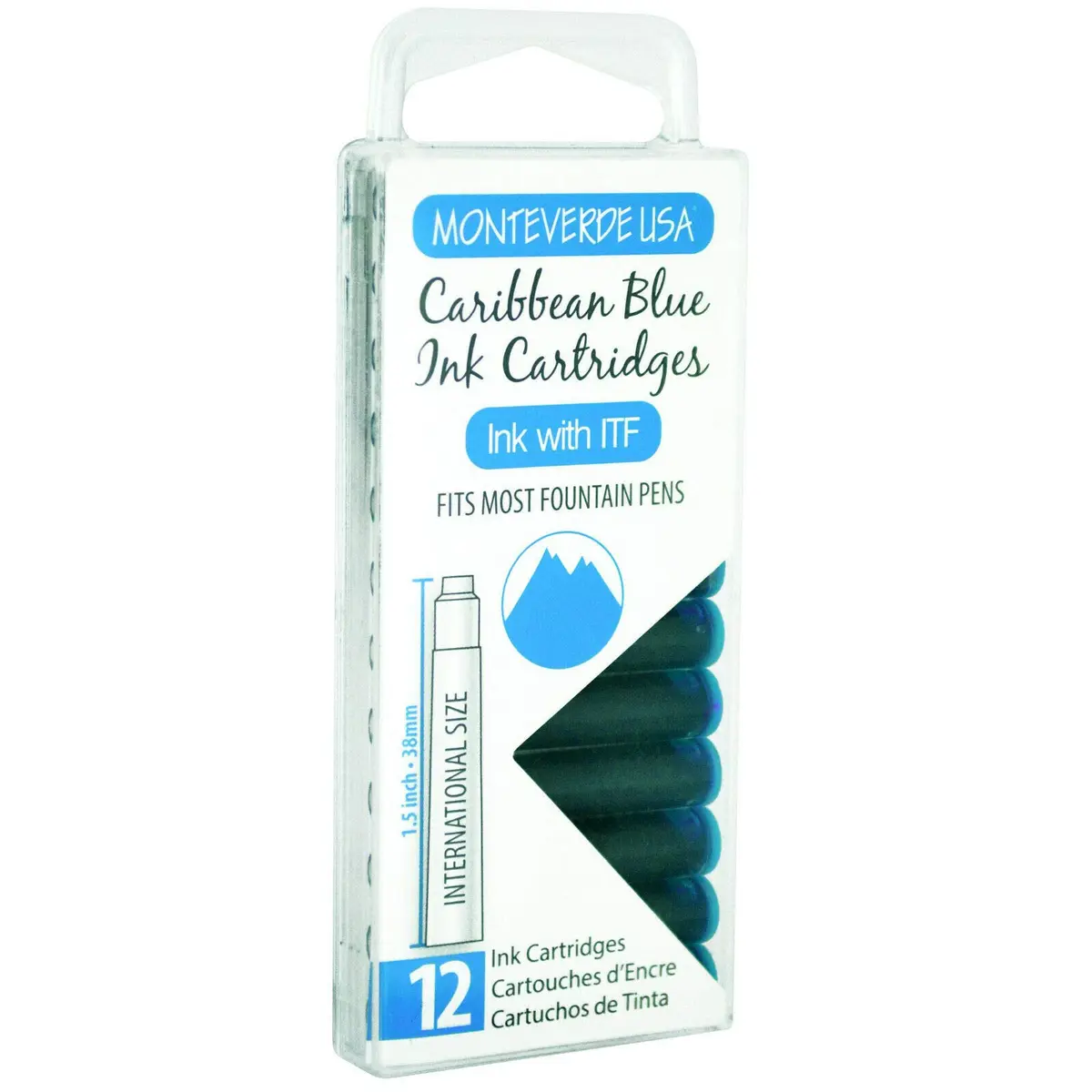 Monteverde USA International Standard Ink Cartridges Caribbean Blue | Bright, Exotic Fountain Pen Ink, 12-Pack - view 4
