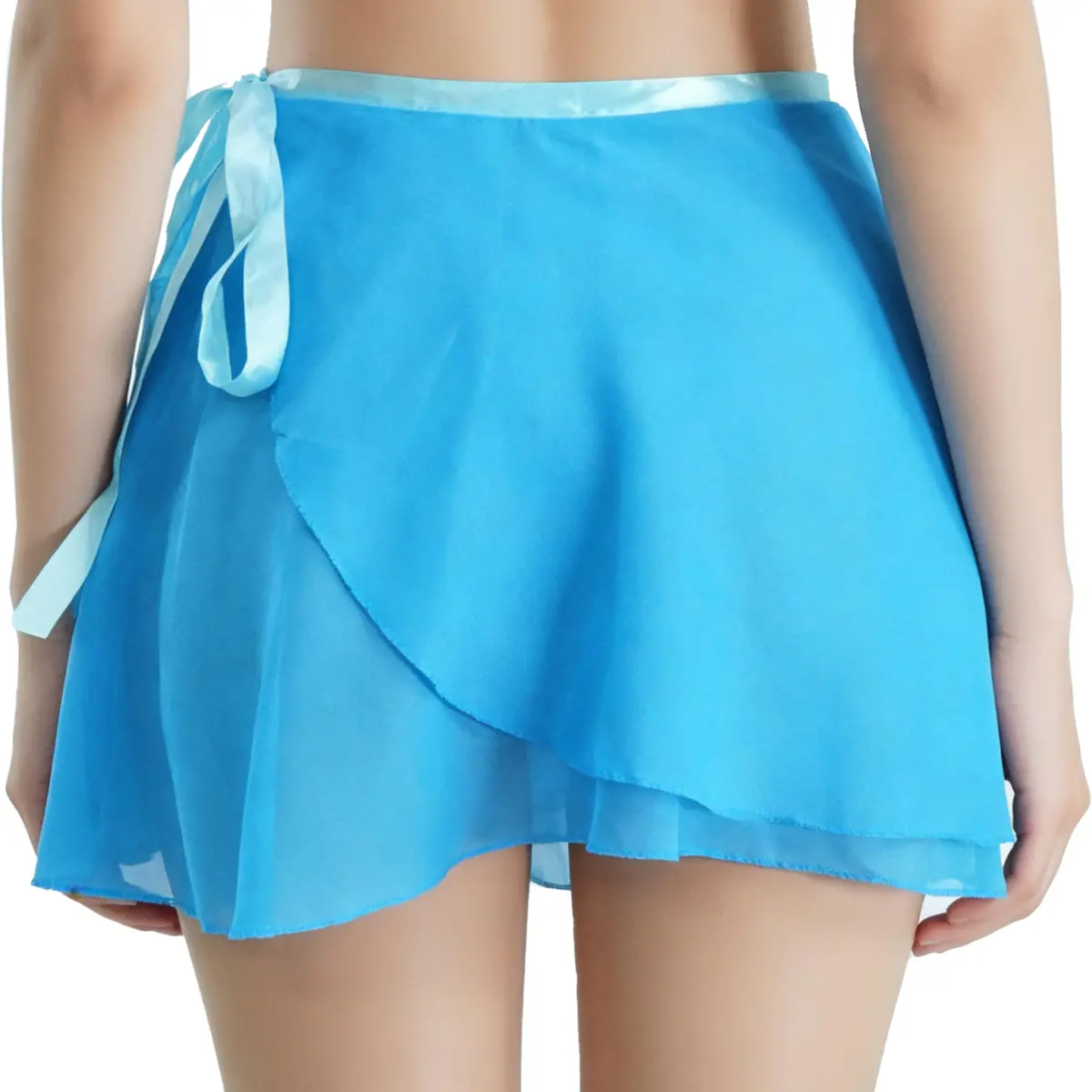 Wuchieal Sheer Wrap Skirt for Women | Ballet & Dancewear | One Size, Light Blue - view 5
