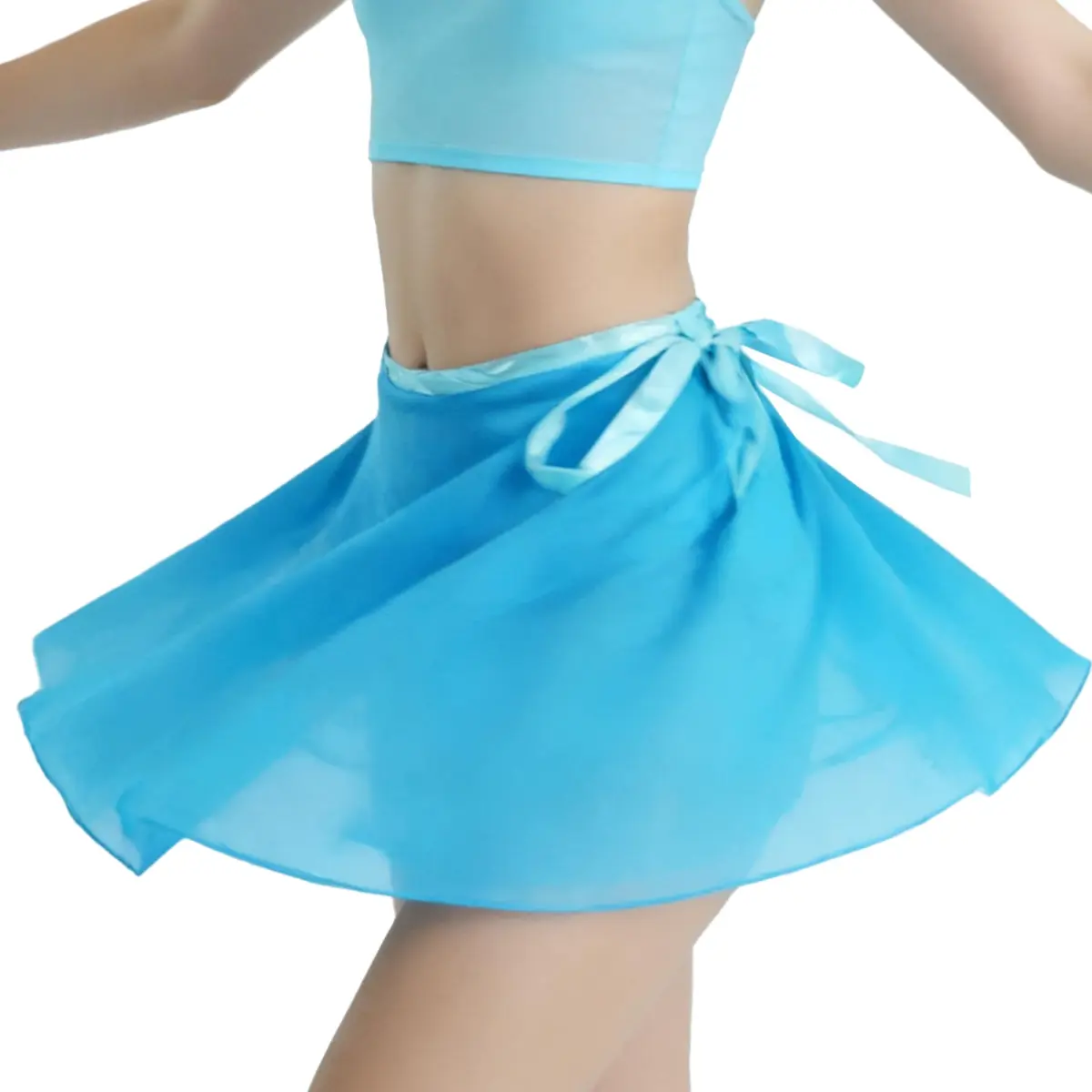 Wuchieal Sheer Wrap Skirt for Women | Ballet & Dancewear | One Size, Light Blue - view 6