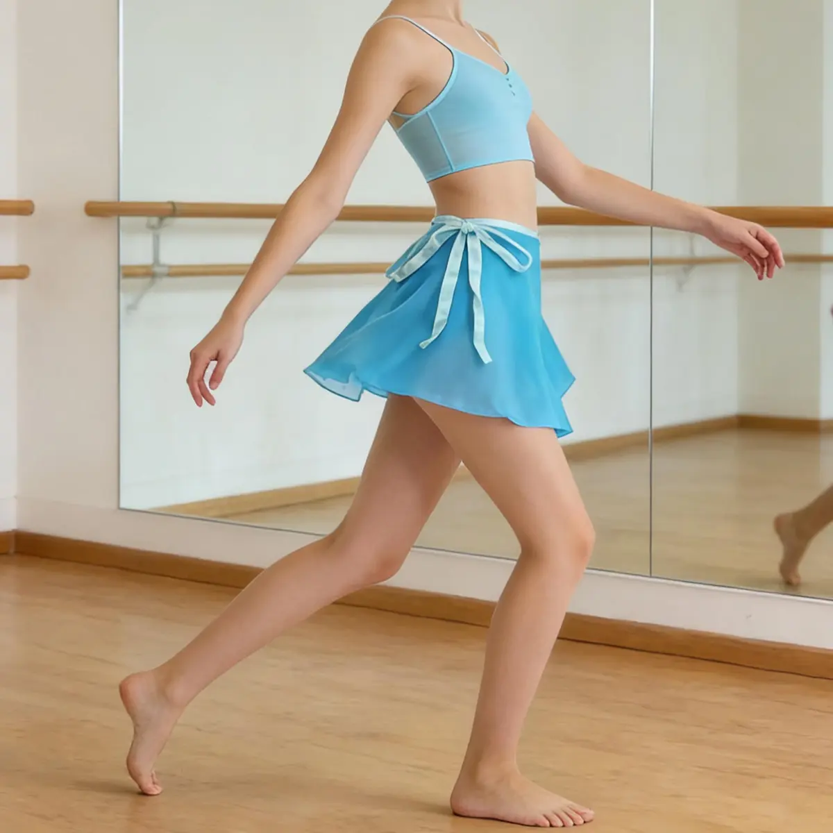 Wuchieal Sheer Wrap Skirt for Women | Ballet & Dancewear | One Size, Light Blue - view 8