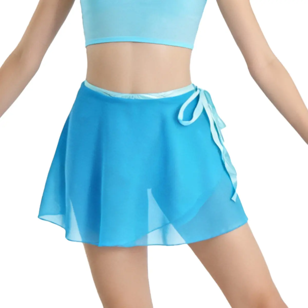 Wuchieal Sheer Wrap Skirt for Women | Ballet & Dancewear | One Size, Light Blue - view 2