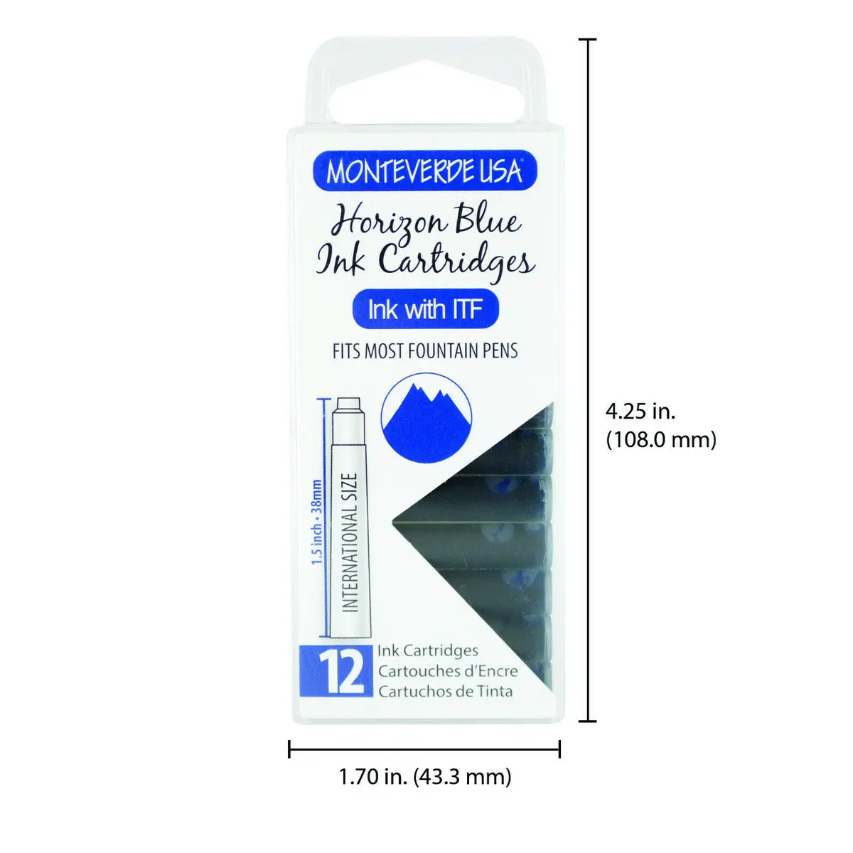 Monteverde Fountain Pen Ink Cartridges Horizon Blue | Bright, Vibrant, Compatible with Most Fountain Pens - view 5