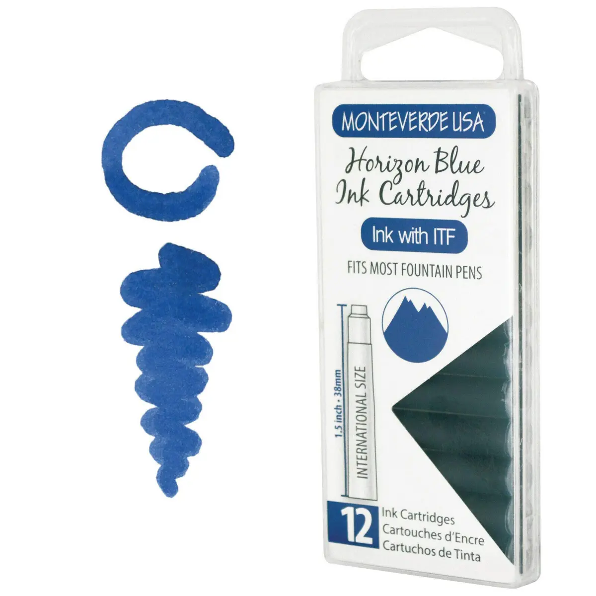 Monteverde Fountain Pen Ink Cartridges Horizon Blue | Bright, Vibrant, Compatible with Most Fountain Pens - view 2