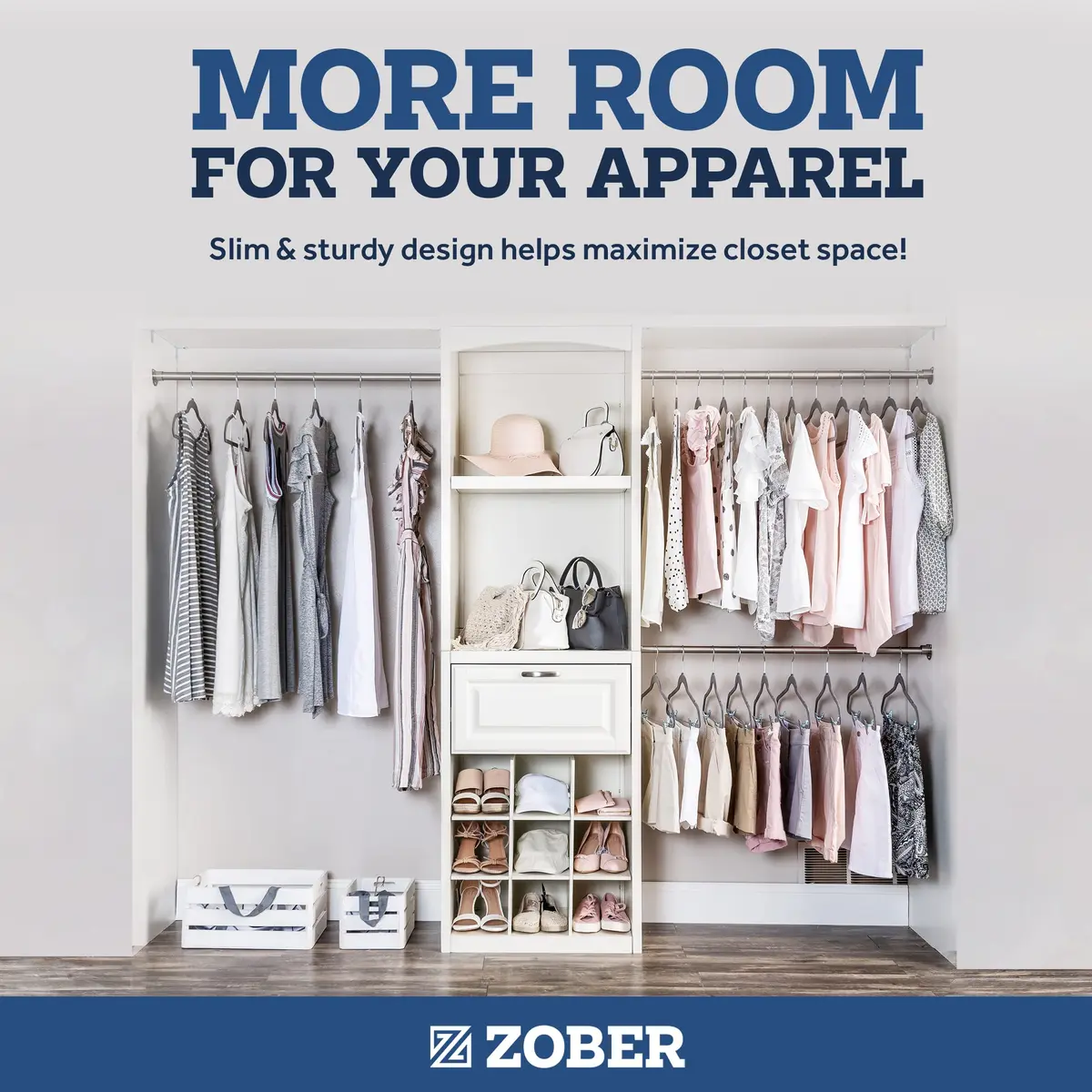 Zober Velvet Hangers 50 Pack - Heavy Duty Gray Hangers for Coats, Pants & Dress Clothes | Space Saving & Non Slip (70-120 chars) - view 5