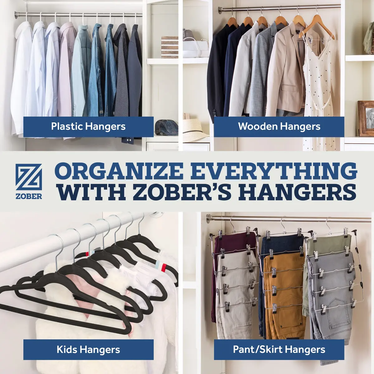 Zober Velvet Hangers 50 Pack - Heavy Duty Gray Hangers for Coats, Pants & Dress Clothes | Space Saving & Non Slip (70-120 chars) - view 9