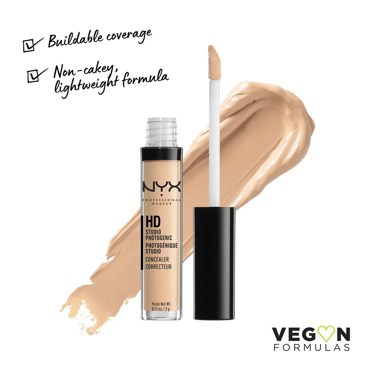 NYX PROFESSIONAL MAKEUP HD Studio Photogenic Concealer Wand, Medium Coverage - Nude Beige | Flawless, Natural Finish for All Skin Types - view 2