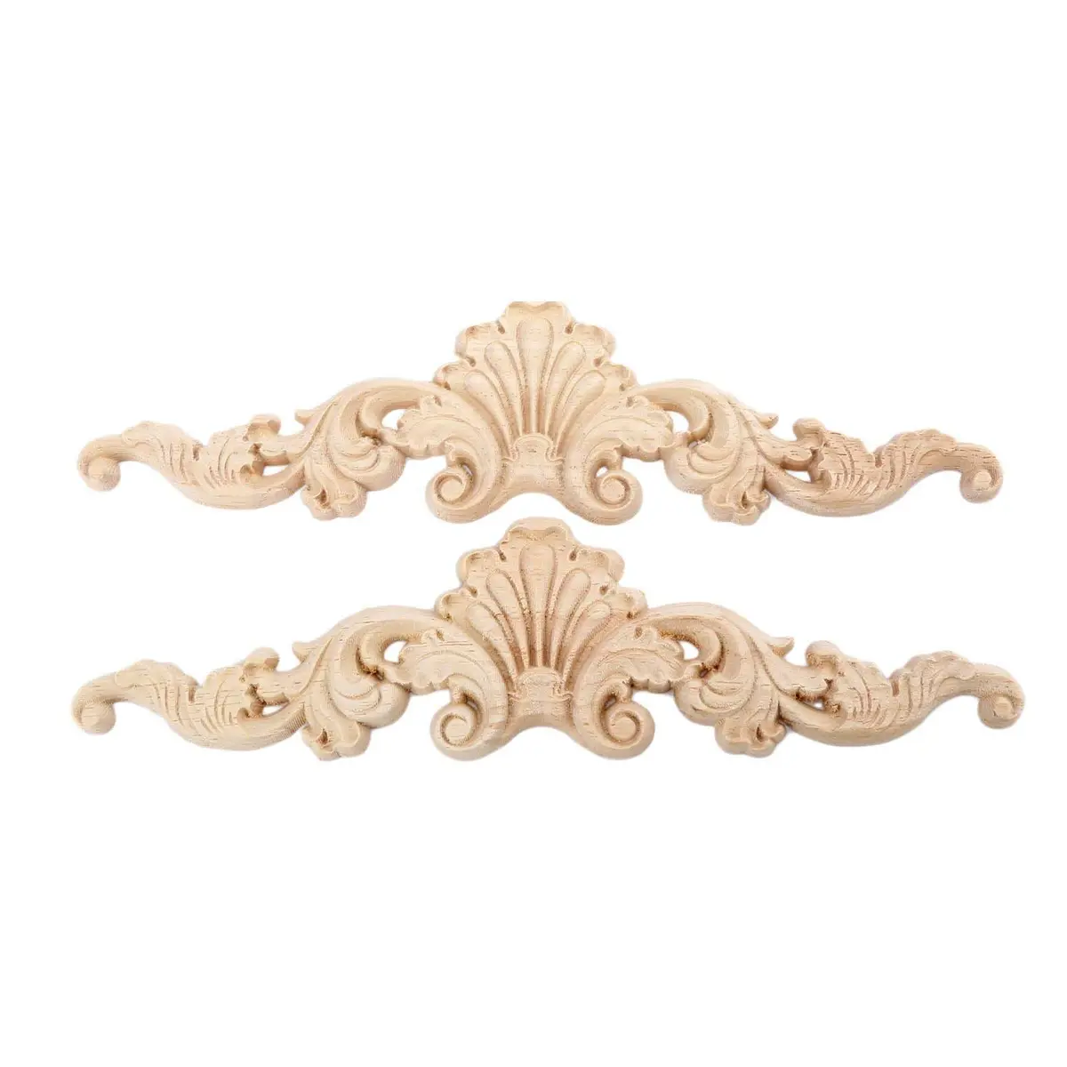 MUXSAM Wooden Flower Carvings Appliques 20x5cm | Vintage Furniture Decor - main product image