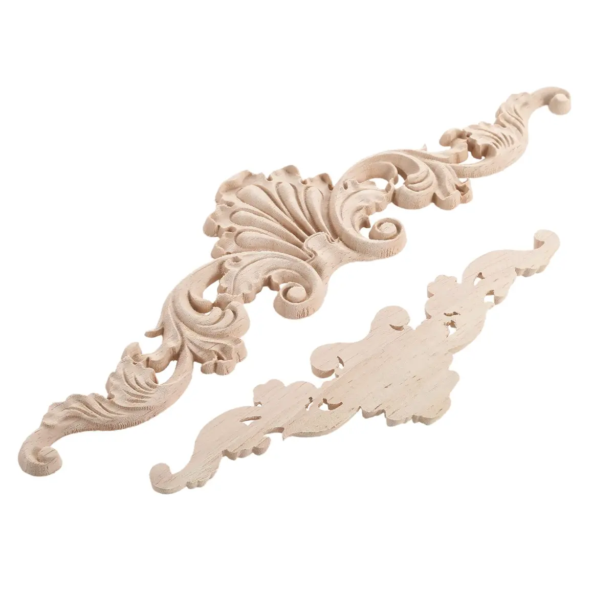 MUXSAM Wooden Flower Carvings Appliques 20x5cm | Vintage Furniture Decor - view 2