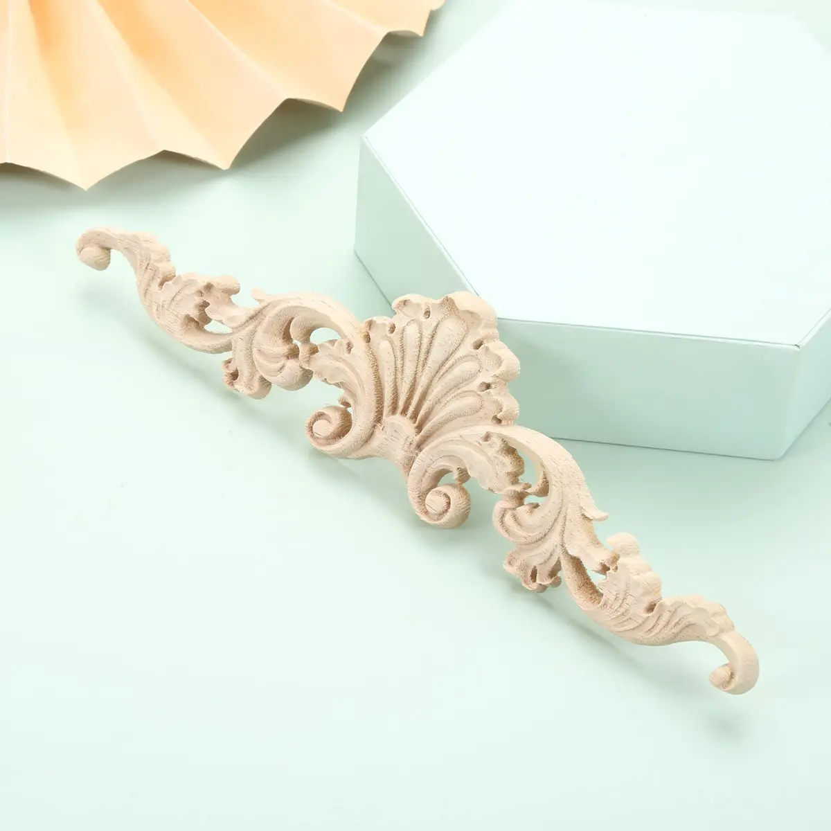 MUXSAM Wooden Flower Carvings Appliques 20x5cm | Vintage Furniture Decor - view 4