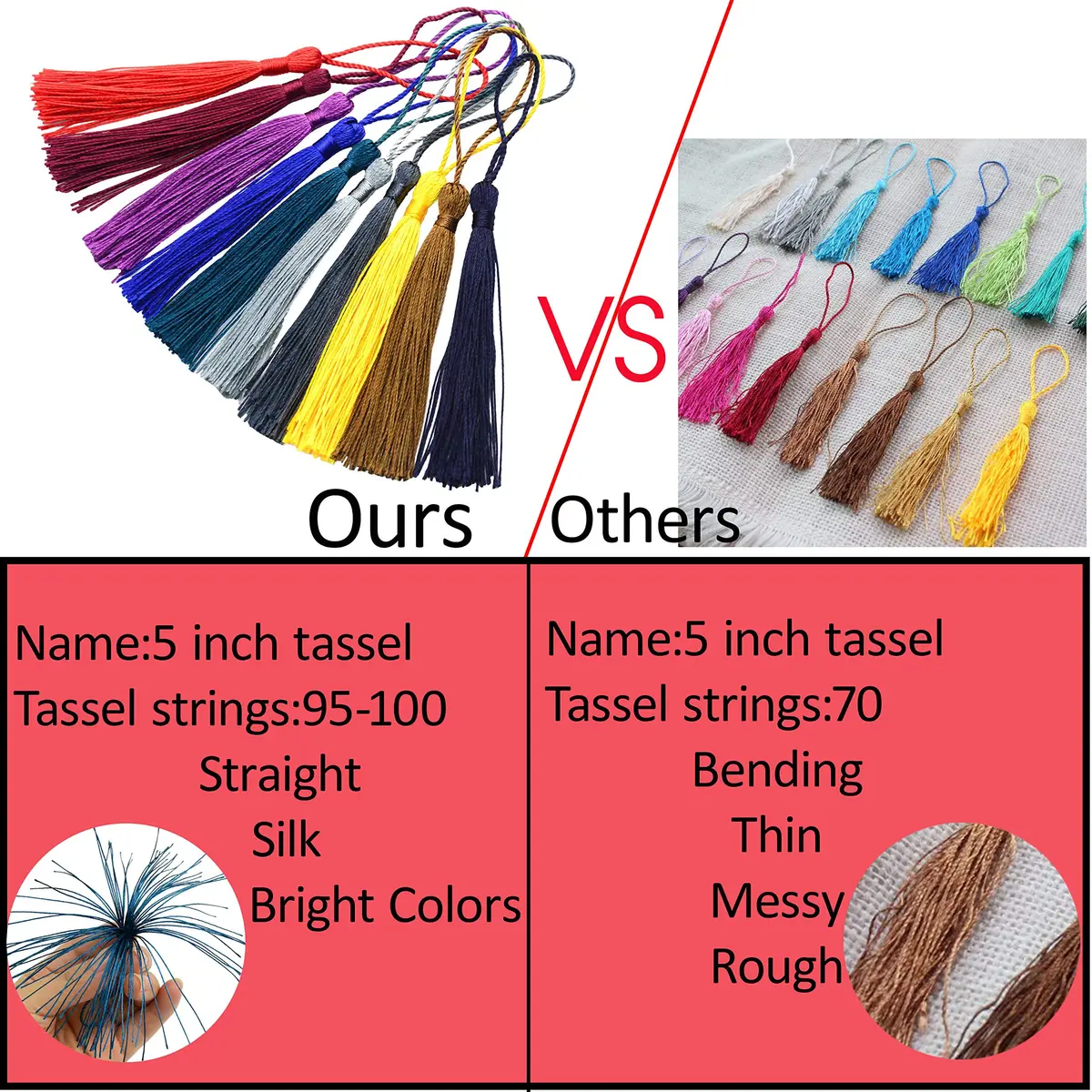 Makhry Silky Bookmark Tassels 5 Inch | Elegant Jewelry & Craft Decor (70-120 chars) - view 3