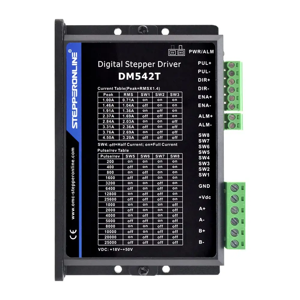 STEPPERONLINE DM542T Digital Stepper Motor Driver 4.2A 50VDC 1/128 Micro-Step for Nema 17 & 23 Motors - main product image