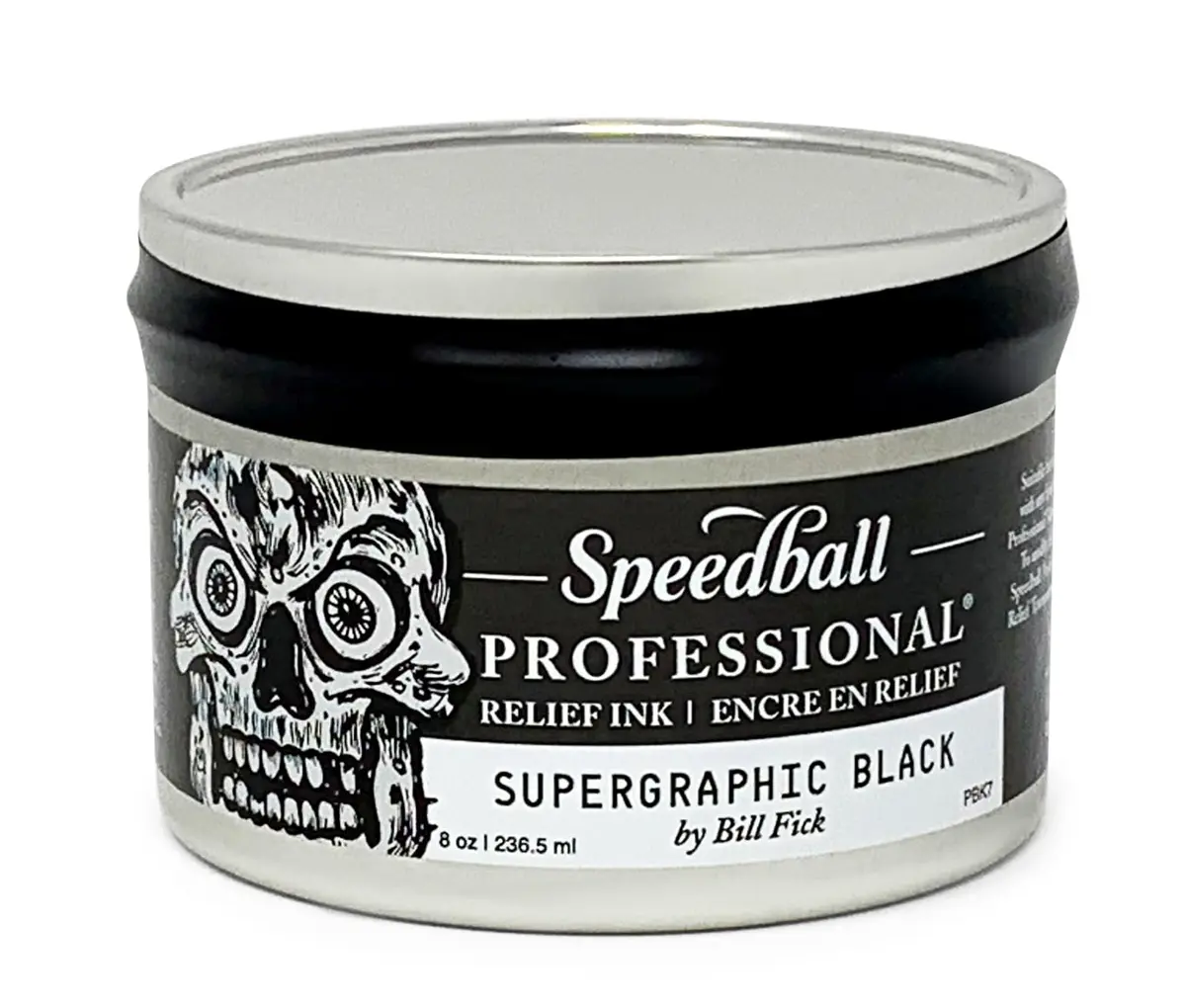 Speedball Relief Ink Supergraphic Black 8 fl oz | Oil-Based, Water-Miscible, Archival Quality - main product image