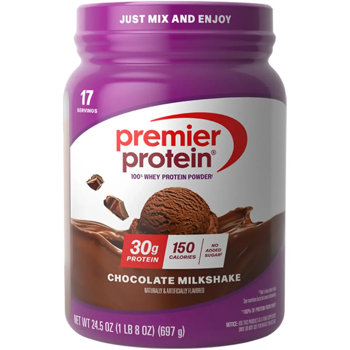 Premier Protein 30g High Protein Powder, 100% Whey, Chocolate, 1.53 lb (694g) | 30g Protein Per Serving - main product image
