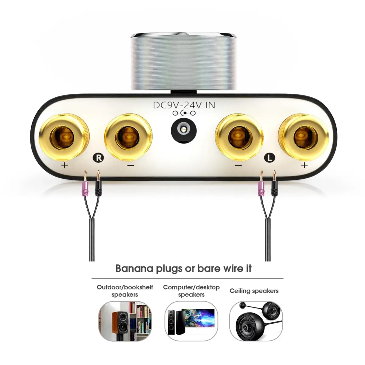 Douk Audio NS-01G Pro Mini Bluetooth 5.0 Power Amplifier, Stereo Hi-Fi Digital Amp 100W (50W×2) with AUX/USB/Bluetooth Input, 4-8 Ohm Speakers, Black - view 6