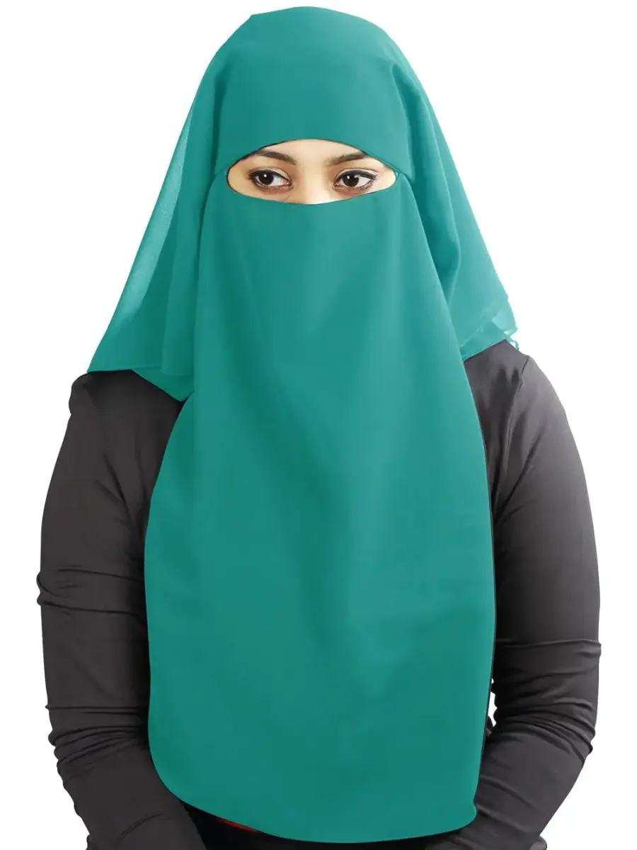 MyBatua 3 Layers Saudi Niqab 78 x 66 cm (31 x 26 inches) | Breathable Georgette Face Veil - main product image