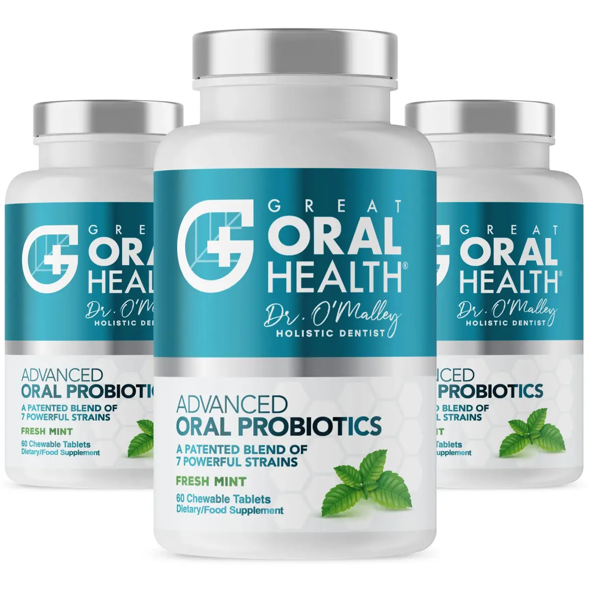Great Oral Health Mint Oral Probiotics 180 Tablets (60 Count x 3 Pack) | Dentist Formulated BLIS K12 M18 for Bad Breath - main product image